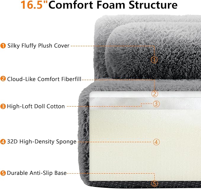 Boneless Couch Sectional Couches for Living Room 80.4'' L Shaped Modular Sectional Sofa with Ottoman Comfy Plush Cloud Boneless Loveseat Deep Seat Modular Couch for Small Spaces Dark Grey