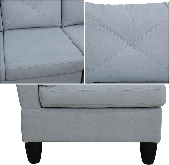 L Shaped Sectional Modern Sofa - Convertible Leather Sleeper Bed Couch Set with Reversible Chaise Lounge Modular Cloud Couch for Living Room Apartment