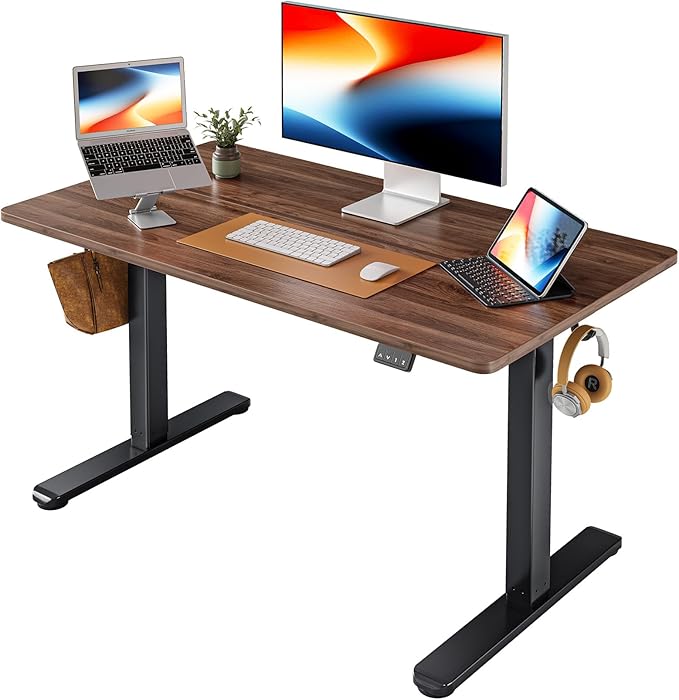 FEZIBO Electric Standing Desk Height Adjustable Stand up 48 x 24 Inches Sit Stand Home Office Computer Desk Black Walnut