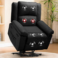 COMHOMA Power Lift Recliner for Elderly Lift Chair with Heat and MassagePU Recliner Sofa with 2 Side Pockets and Infinite Position for Living Room Black