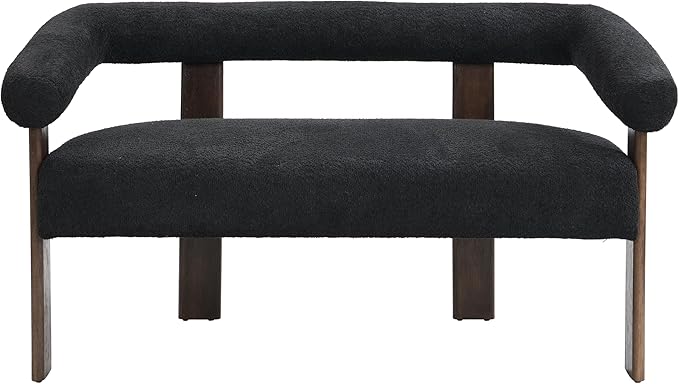 Christopher Knight Home Celen Modern Boucle Fabric Upholstered Loveseat with Round Armrest and Rubberwood Frame Comfy Living Room 2-Seater Sofa Space-Saving Couch for Hotel/Apartment Black + Brown