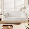 73 Convertible Futon Sofa BedComfy Teddy Fabric Sleeper Couch with 3 Reclining BackrestsGolden Chrome LegsModern Cloud Sofa Loveseat for Small Living Room Office (Beige)