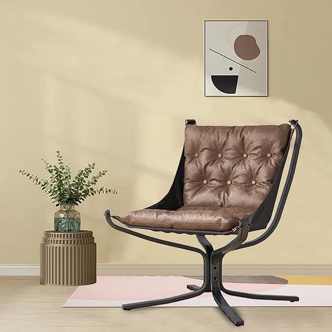 Living Room Chairs Genuine Leather Butterfly Chair Handmade Iron Frame Reading Chair Vintage Chair for Study Room Reading Bedroom Living Room Office