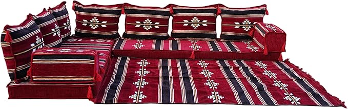 arabicsofa Traditional L Shaped Floor Cushions – Modular Majlis Seating with Washable Covers