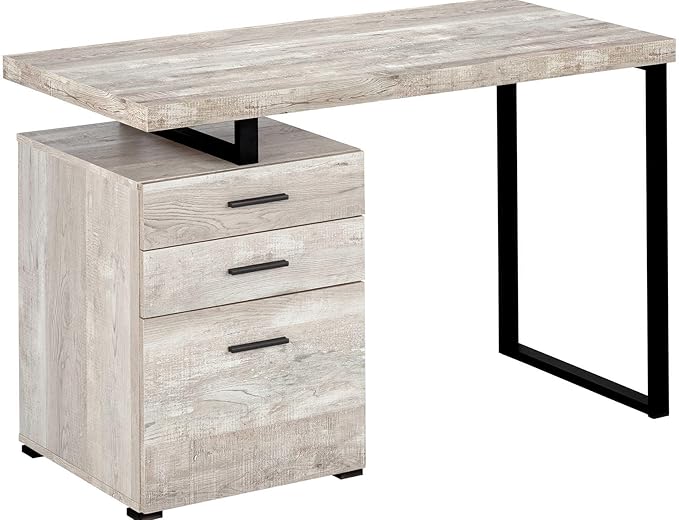 Computer Desk Home Office Laptop Left Right Set up Storage Drawers 48 l Work Beige Laminate Black Metal Contemporary Modern