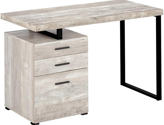 Computer Desk Home Office Laptop Left Right Set up Storage Drawers 48 l Work Beige Laminate Black Metal Contemporary Modern