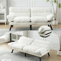 Modern White Teddy Convertible Folding Futon Couch Sofa Bed Adjustable Pillow Top Arm Memory Foam Couch Double Loveseat Sofa for Compact Living SpaceDormGame StudioApartmentBedroom (White Teddy)