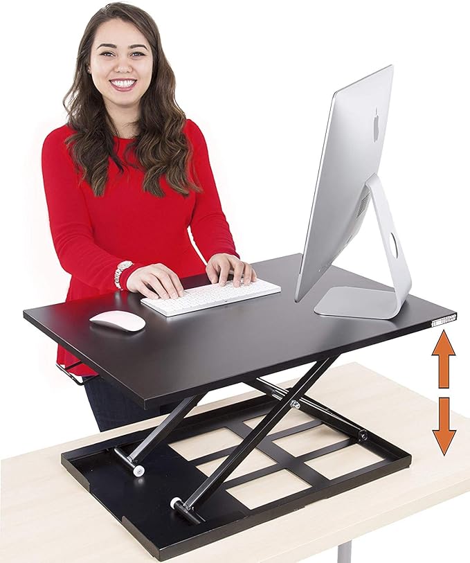 MEDA |Standing Desk | Instantly Convert Any Desk into a Sit/Stand up Desk Height-Adjustable Fully Assembled Desk Converter (Black)