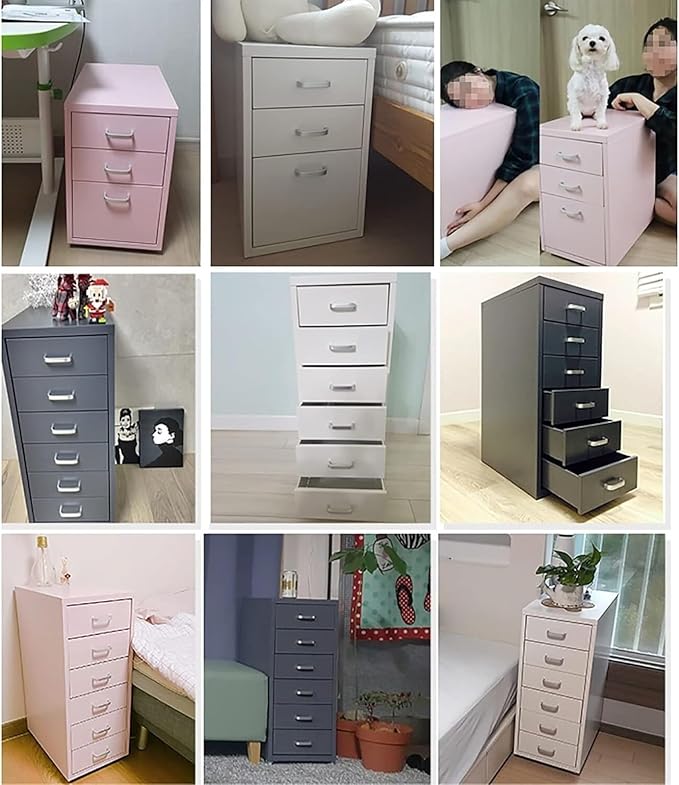 Rolling File Cabinet Metal File Cabinet Cabinet with Wheels 3/5 /6/8 Drawers Vertical Filing Cabinet for Home/Office (Color : Dark Gray Size : 3 Drawer)