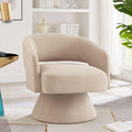 GDFStudio Swivel Barrel Chair Accent Arm Chair for Living Room Upholstered Velvet Round Reading Armchair Modern 360 Degree Comfy Swivel Chair with Open Backrest for Bedroom Office Taupe