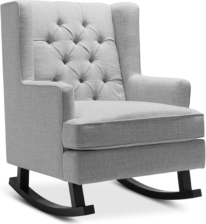 Best Choice Products Rocking Accent Chair Tufted Upholstered Luxury Velvet Wingback for Nursery Living Room Bedroom w/Wood Frame - Gray