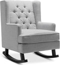 Best Choice Products Rocking Accent Chair Tufted Upholstered Luxury Velvet Wingback for Nursery Living Room Bedroom w/Wood Frame - Gray