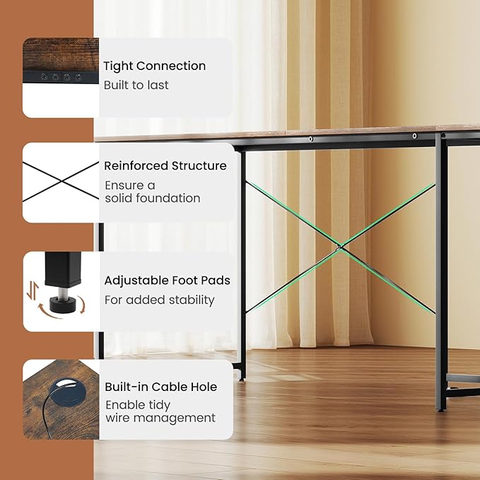 Tangkula L-Shaped Computer Desk with Power Outlets 95” Long 2-Person Desk with Monitor Shelf Modern Corner Desk Gaming Table with USB Ports for Home Office