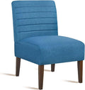Modern Accent Chair for Living Room Upholstered Armless Slipper Chair with Back &amp Wood Legs Comfy Small Chair for Bedroom Living Room Reading Spaces Office (Blue)