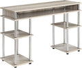 Convenience Concepts Designs2Go No Tools Desk Home Office Desk with Shelves Corner Shelf Vanity Desk Computer Desk Nail Table for Nail Tech - 47.25 L x 15.75 W x 30 H Ice White