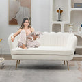 Modern Boucle Loveseat CouchFuton Small Sofa with Gold Metal Legs 2-Seater Upholstered Mini Sofa Couches for Small SpaceLiving Room Bedroom Office Dorm Studio Apartment Love Seat Couche(White)