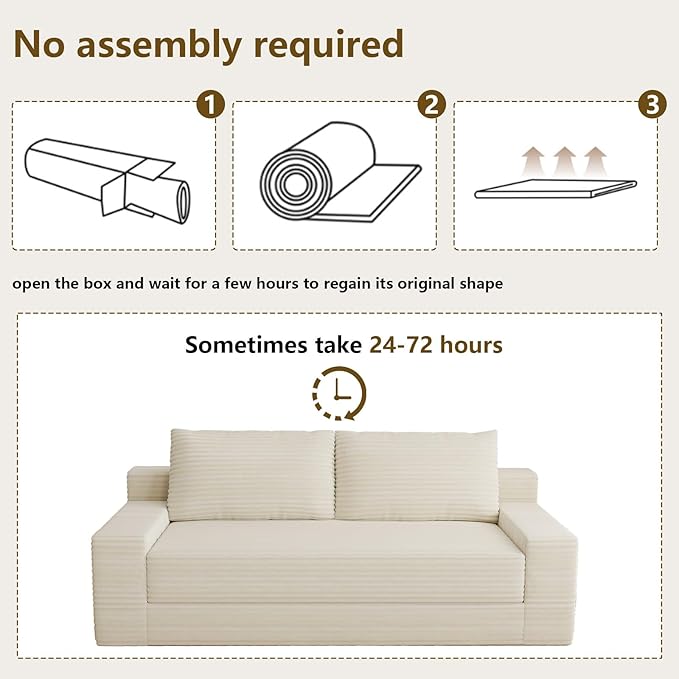 70.78 Loveseat Sofa Modern Small Corduroy Couch Comfy Deep Seat for Living Room Bedroom Home Office Apartment No Assembly Beige
