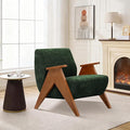 Home Accent Chair Mid Century Modern Accent Chair with Wood Frame Lounge Upholstered Armchair Reading Chair Sturdy BaseFor Living Room BedroomOfficeComfy Guest Waiting Room ChairsGreen