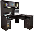 Bush Home Cabot L Shaped Desk with Hutch Corner Desk with Storage for Home Office in Espresso Oak 60W L Shaped Computer Desk