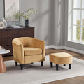 Green Swivel Accent Chair with Ottoman 360° Barrel Chairs with Foot Stool Comfy Reading Chair with Removable Pillow &amp 2 Armrest Covers for Living Room Small Spaces Bedroom (Chenille Yellow)
