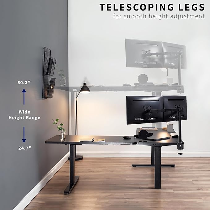 VIVO Electric Height Adjustable 83 x 60 inch Corner Stand Up Desk 2 Light Wood Solid Table Tops White Frame Memory Controller L-Shaped Workstation 3E Series DESK-KIT-3E8C
