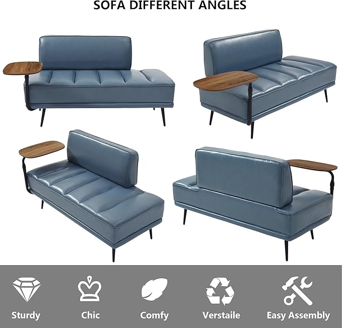 mikibama 2 Seater Loveseat Sofa Couch55 PU Leather Ottoman Bench for Bedroom Living RoomChannel Tufted Bed End Bench with BackFootrest Ottomans for Living RoomEntrywayWindow (PU Leather Grey)