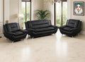 Living Room Sofa Sets Living Room Furniture Sets Black Leather Sofa Couch and 2 Chairs for Apartment Minimalist Style Material Easy Assembly