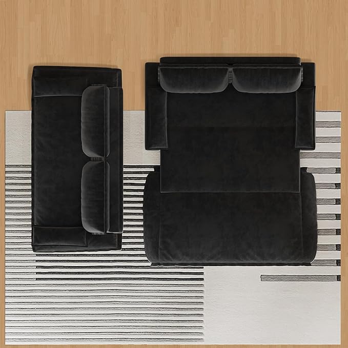 73.2 Queen Size Sofa Bed 3 in 1 Convertible Pull Out Sleeper Sofa with Thicked Cushions and Side Storage Velvet Loveseat Couch for Home Living Room Bedroom Apartment Lounge Small Spaces Black
