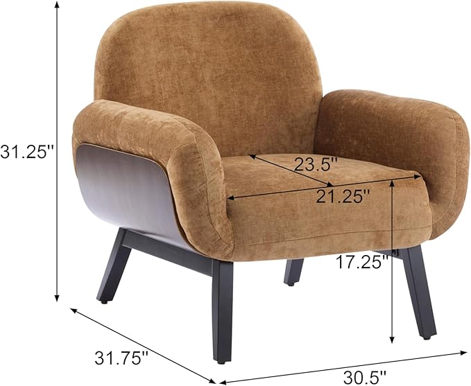 Christopher Knight Home Audrey Modern Upholstered Accent Chair Low Profile Lounge Chair Inddor Wooden Comfy Reading Chair Soft Seating Single Lounge Sofa Tan Brown