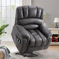 VIVIJASON Large Power Lift Chair Electric Recliner with Heat &amp Massage for Elderly Big People Heavy Duty and Safety Motion Wide Recliners with 2 Remote Controls Side Pockets &amp USB Ports Gra
