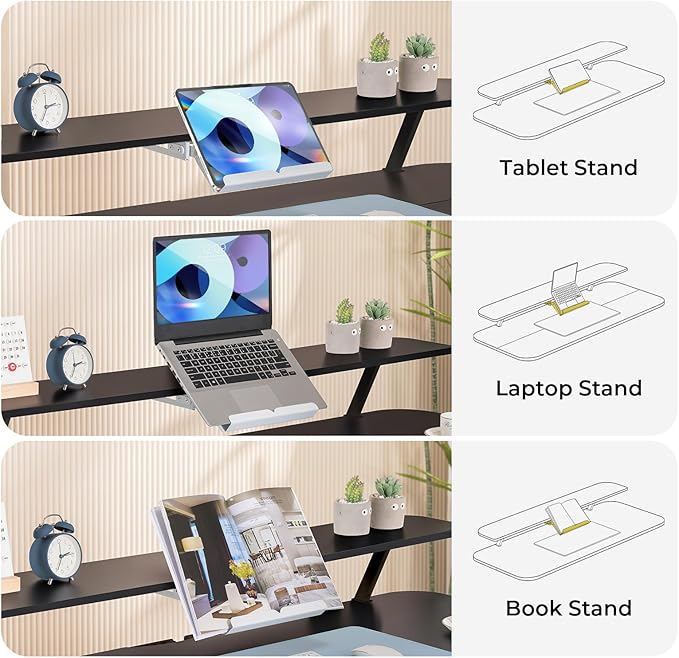 COMHOMA Electric Standing Desk with Drawers 48 x 24'' Sit Stand up Desk with Monitor Stand Laptop Stand Height Adjustable Ergonomic Home Office Computer Desk with Memory Preset Controller (Black)