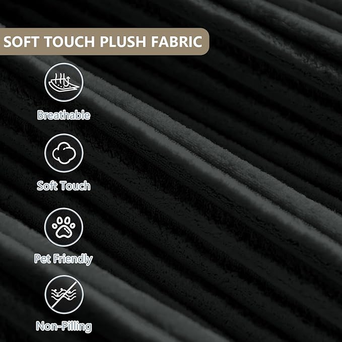 104” Modular Cloud Sectional Sofa Plush Corduroy Boneless Couch L-Shaped Sectional Deep Seat Sofas for Living Room Bedroom No Assembly Required Black