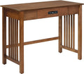 OSP Home Furnishings Sierra Writing Desk with Pull-Out Drawer and Mission Style Side Panels Ash Brown