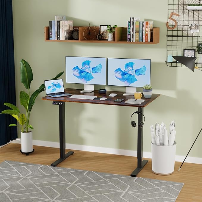 Adjustable Height Computer Workstation - Electric Lifting Sit Stand Desk Rising Computer Table That Raises Up and Down for Home Office