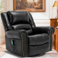 Manual Massage Swivel Rocker Recliner with Heat and Vibration 360° Swivel Glider Rocking Recliner Chair Classic Living Room Lounge Recliners with Side Pockets &amp USB Ports Black