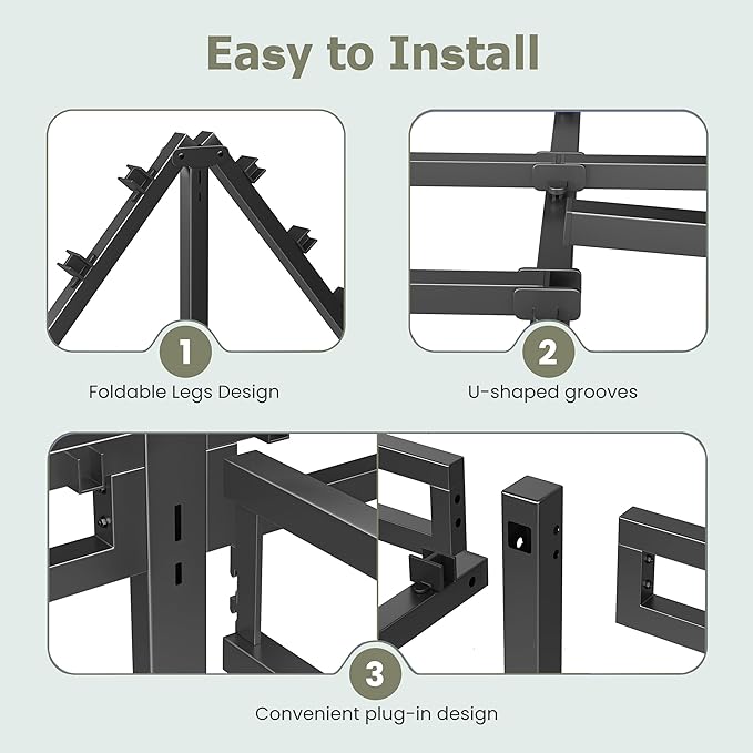 NKZ 10 Inch Full Size Bed Frame Metal Bed Frame &amp Box Spring 2 in 1 Platform with Round Corner Legs 4000lbs Weight Capacity Reinforced Low Profile Metal Frame Noise-Free Easy Assembly