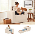 Welnow Folding Sofa Bed with Ottoman Convertible 2-in-1 Boneless Couch Futon Lounge Chair Bed for Adults Comfy Fold Out Sleeper Sofa for Small Spaces Living Room Bedroom or Dorm Beige