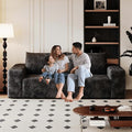 71 Cloud Loveseat Sofa Modern Corduroy Boneless Couch with Deep Seat Memory Foam Comfy 3 Seater Foam Floor Couches for Living Room Bedroom Apartment No Assembly Required (Black 71+3 Seaters)