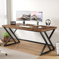 LVB Rustic Computer Desk Metal Wood Home Office Desk Industrial Simple Study Executive Desk for Writing Work Wooden Student Gaming Computer PC Table with Storage for Bedroom 55 Inch Rustic Brown