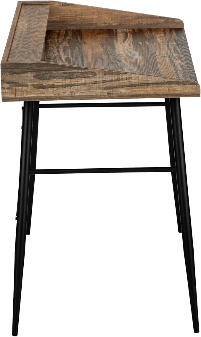 Computer Desk Laptop Workspace Home Office Storage Combo 48 Brown Laminate Black Metal Modern Desk with Cubbies