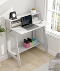 Small Desk for Bedroom Computer Desk Office Desk with Storage Corner Desk for Small Space White