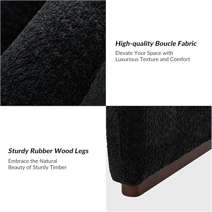 HULALA HOME Modern Accent Chair Set of 2 Upholstered Side Chair with Solid Wood Legs Streamlined Armless Slipper Chair with Curved Seat Bedroom Living Room Chair for Adults (Black)