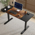 Electric Standing Desk - Height Adjustable Modern Luxury Computer Table for Home &amp Office Ergonomic Gaming Desk with Solid Steel Frame Anti-Collision Tech (Black+Brown)