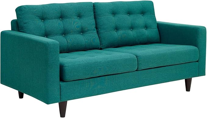 Modway EEI-1547-TEA Empress Mid-Century Modern Upholstered Fabric Loveseat In Teal