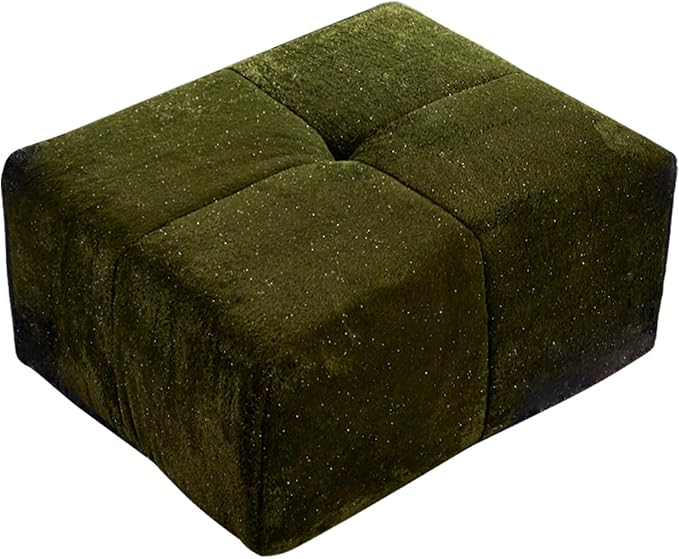 38 Plush Corduroy Ottoman Upholstered Cloud Ottoman for Boneless Couch in A Box Compressed Memory Foam Footrest No Assembly Require Green