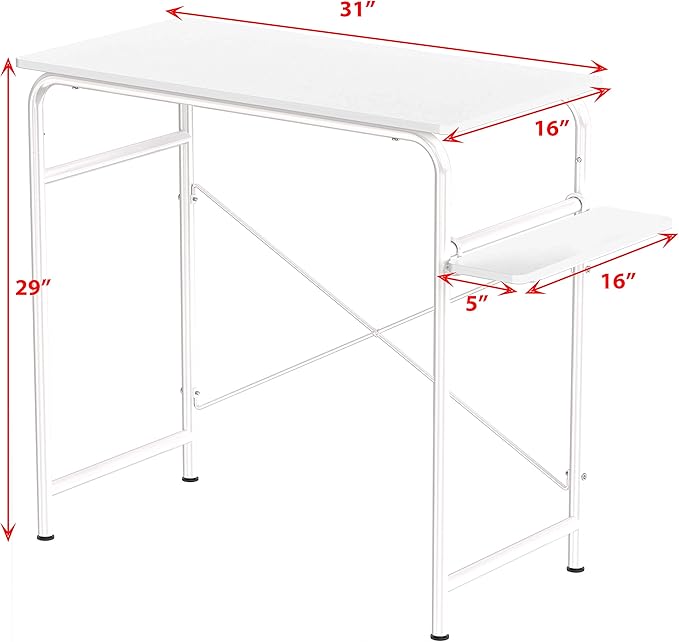 SHW Small Gaming Home Office Computer Desk with Shelf White