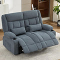 Recliner Loveseat with Cup Holders for Living Room Love Seat Manual Oversized Recliner with Ergonomic Side Pocket for Adult (Blue Double)