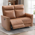 CANMOV Manual Loveseat Recliner Sofa Wall-Hugger 2 Seat Reclining Love Seat Couches Leathaire Reclining Sofa Set Double Seater Recliner Chair for Living Room Office Apartment Brown