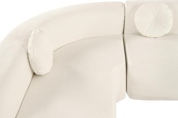 122'' Large Curved Sectional Sofa Modern Elegant L-Shaped Couch Fabric Upholstery with 3 Round Cushions Curved High Resilience Couch Sofas 4 Seater for Living RoomApartmentBedroom-White