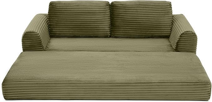 Foldable Boneless Love Seat Couches in a Box Modern Floor Foam Sleeper Sofa Bed 2-in-1 Convertible Cloud Sofa for Home Apartments Bedroom